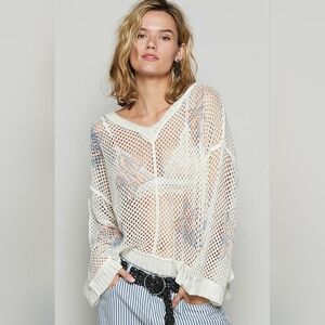 🌞#677 POL Star Print Long Sleeve Sweater Top